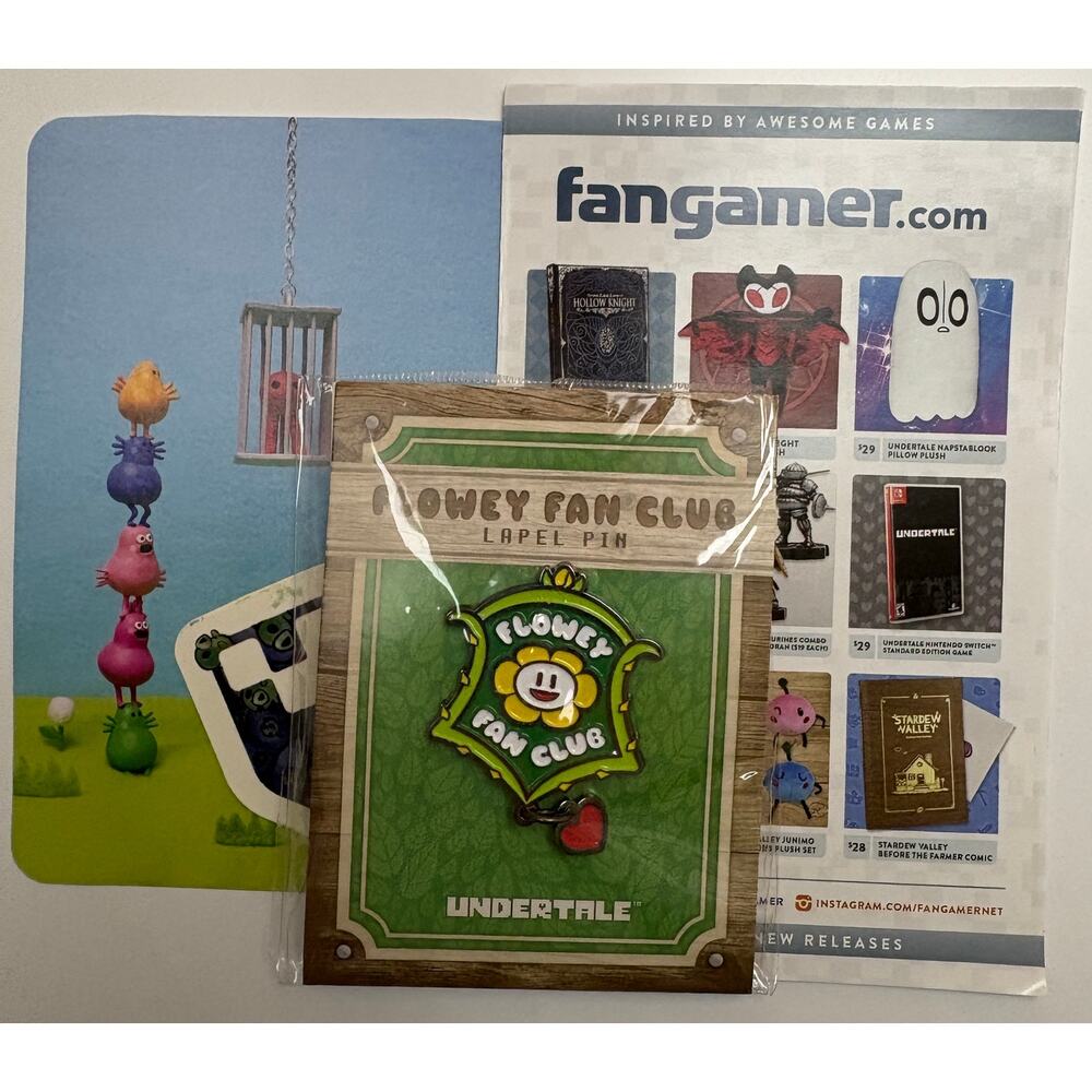 Authentic Officially Licensed UNDERTALE Enamel FLOWEY FAN CLUB Lapel Pin NWT